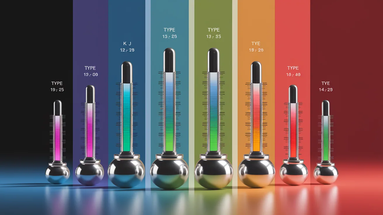 Illustration for Popular Thermocouple Types and Temperature Ranges