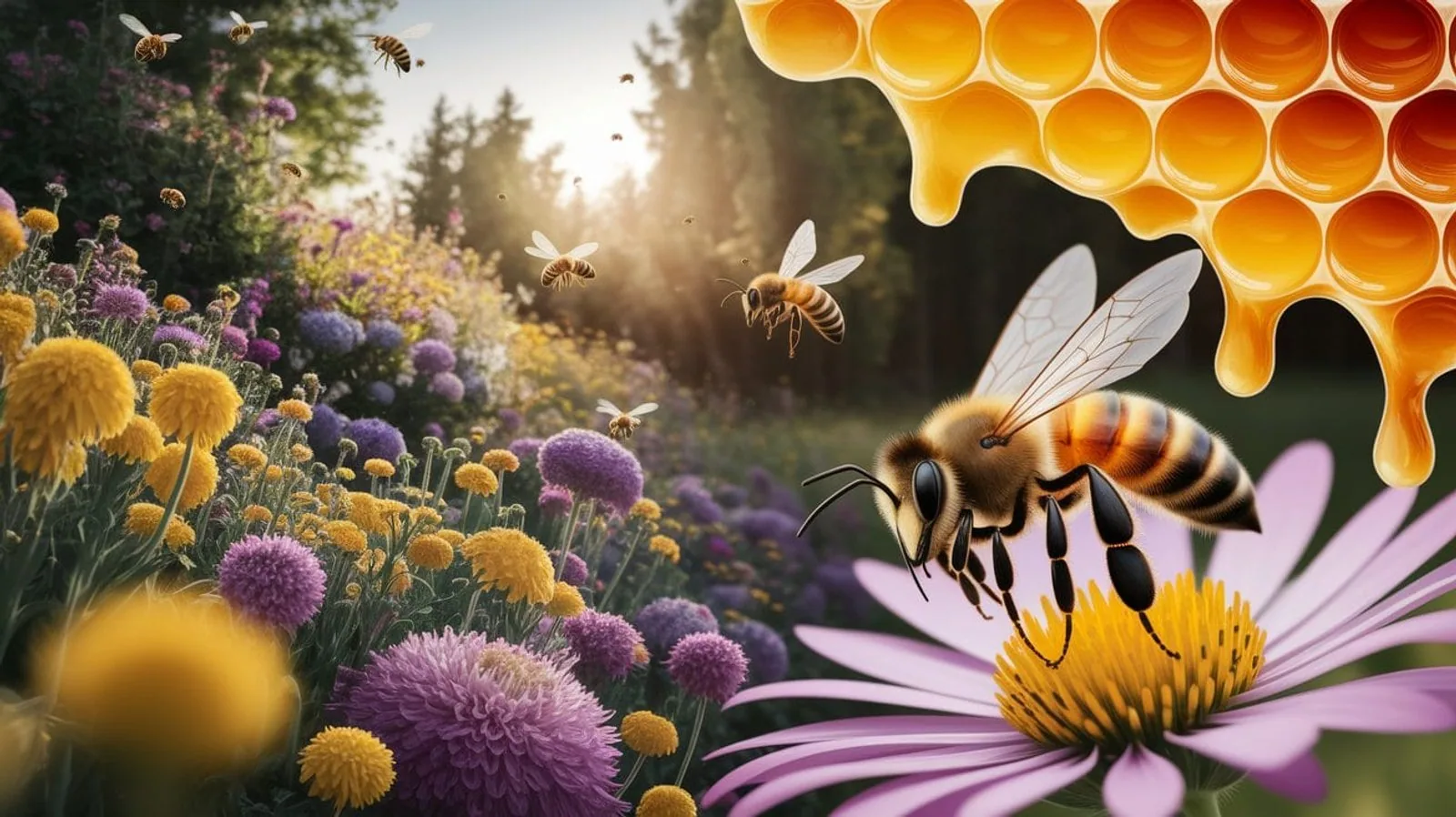 Featured illustration for How Bees Make Honey: Nature’s Golden Process