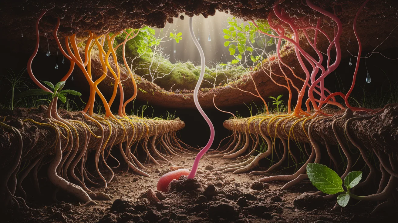 Illustration for Mycelial Networks and Environmental Drivers