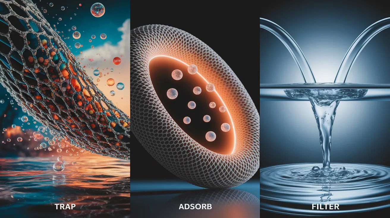Illustration for Stage 1 to 3: Trap, Adsorb, and Filter