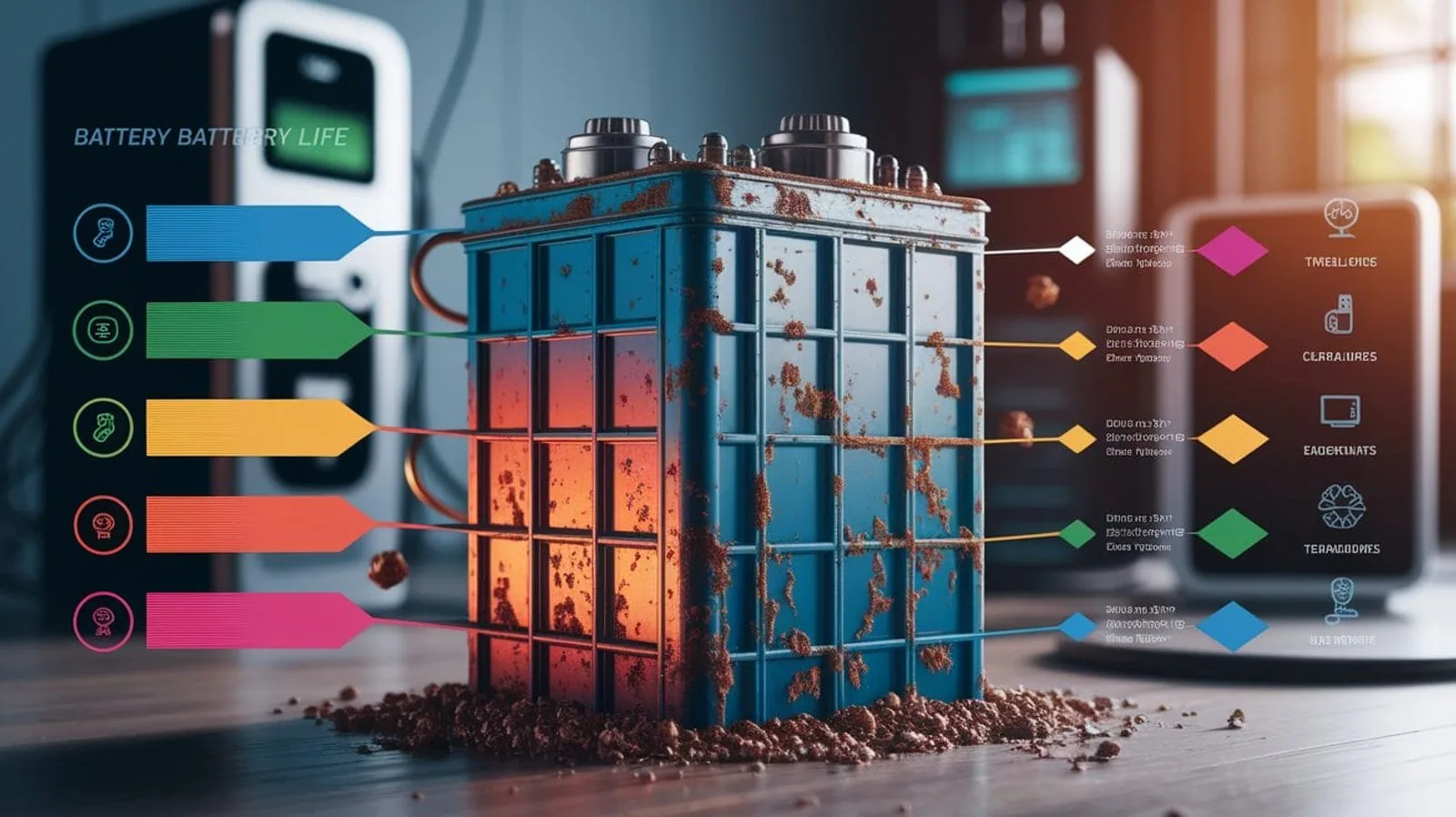 Featured illustration for Why Batteries Degrade Over Time