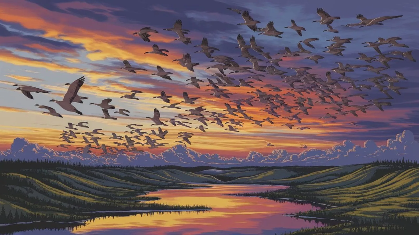 Featured illustration for Navigating the Skies: How Birds Master Migration