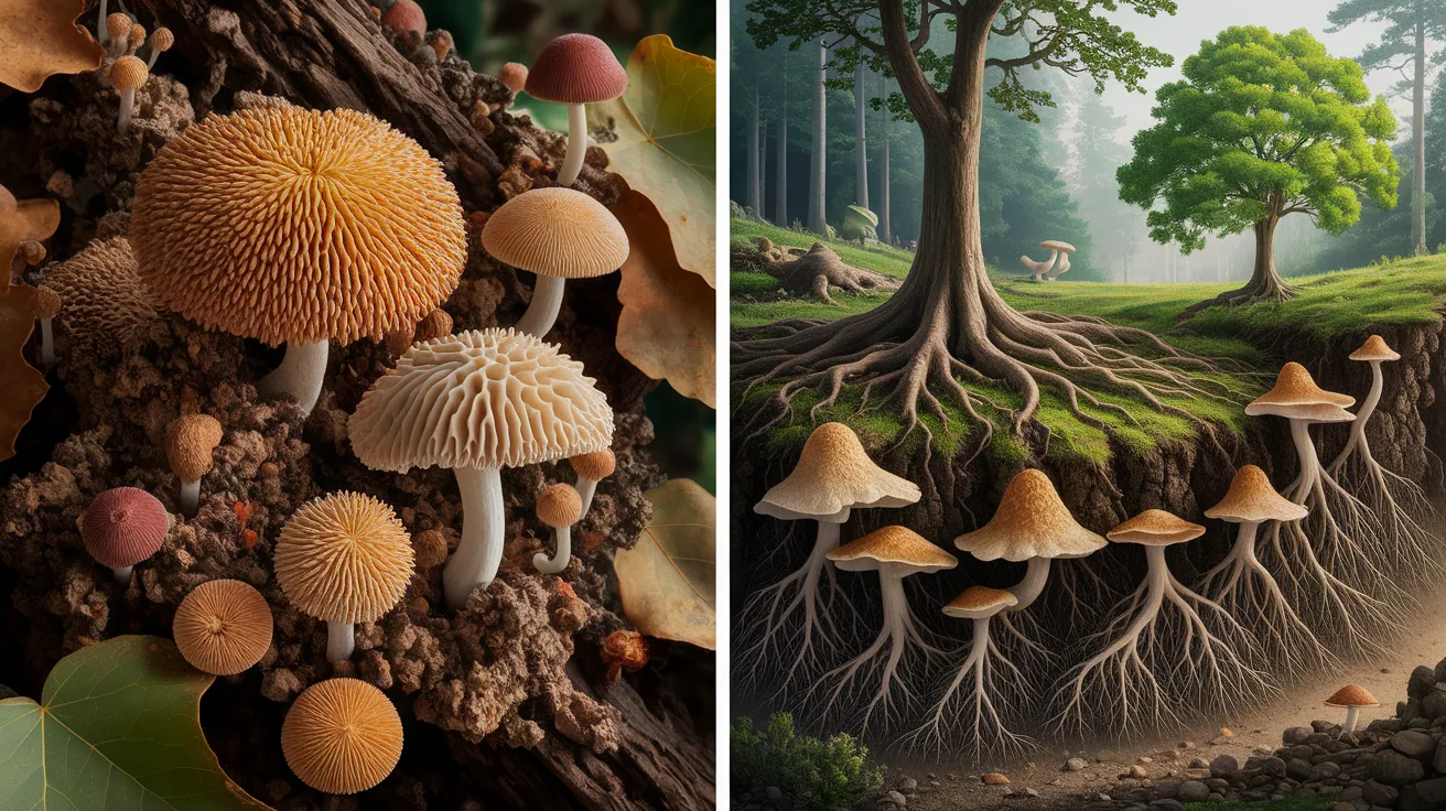 Illustration for Saprotrophic vs. Ectomycorrhizal Strategies